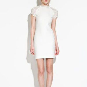 Zara Trafaluc Collection White Knit & Lace Dress M